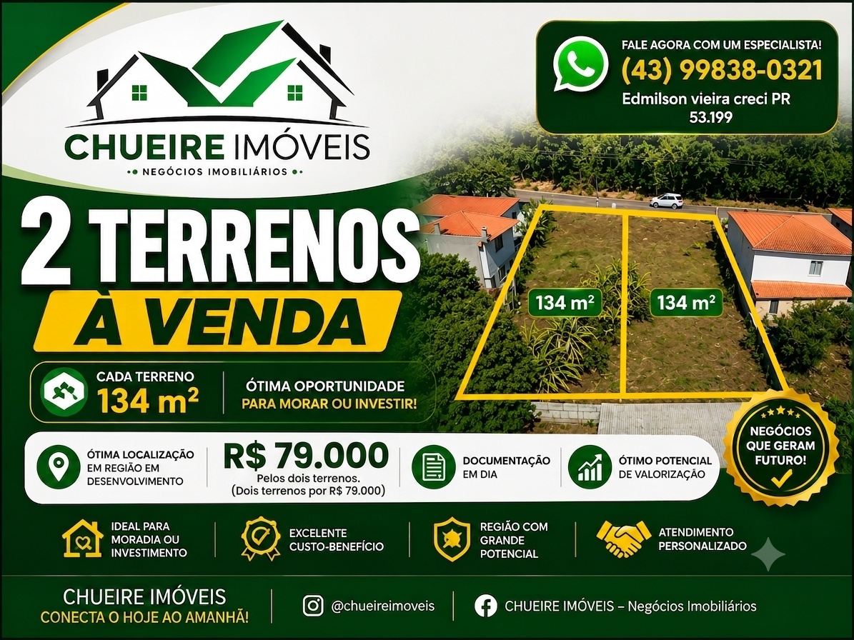 Capa do imóvel 2 Terrenos à Venda em Tomazina - PR