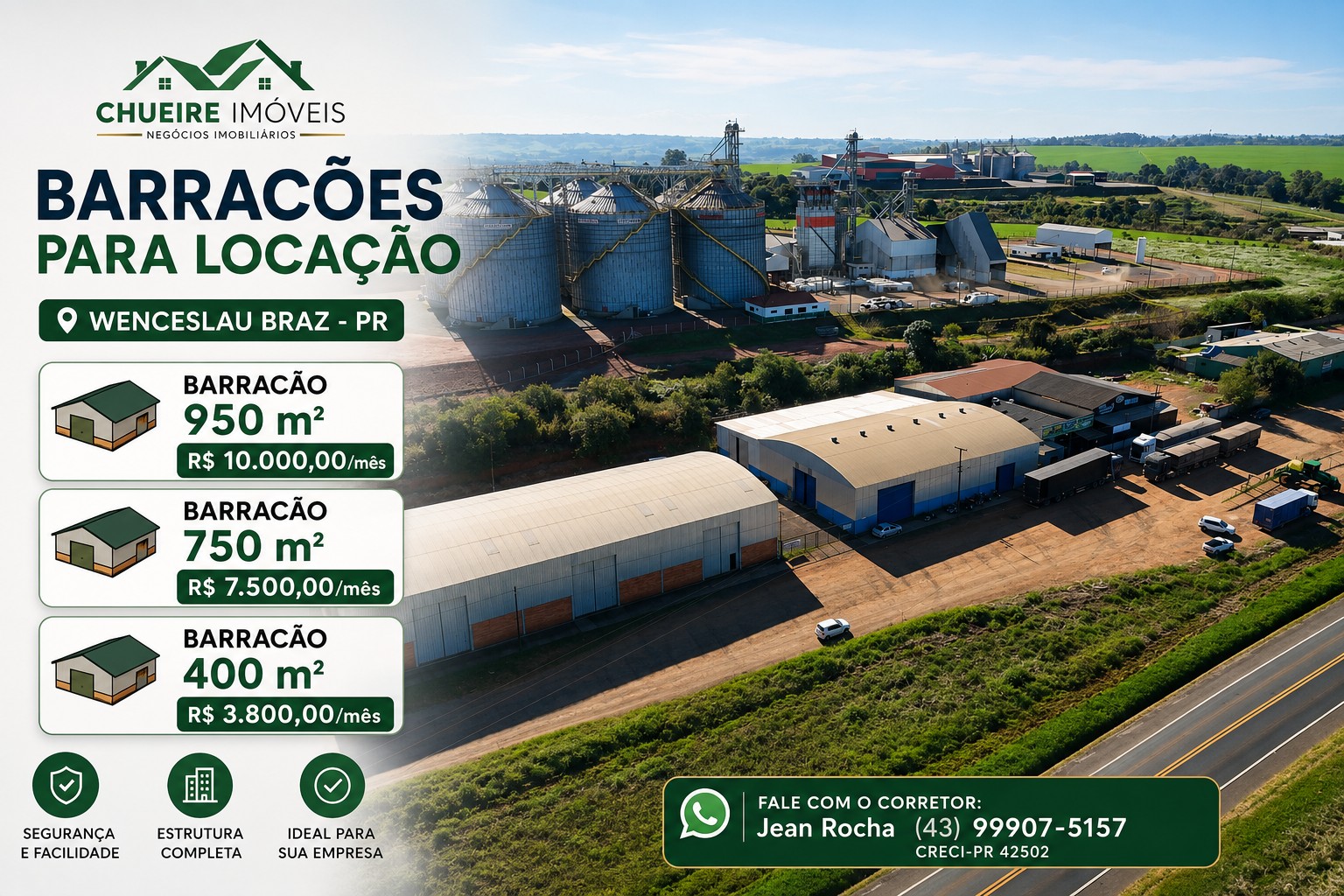 Capa do imóvel Barracões para Locação em Wenceslau Braz – PR