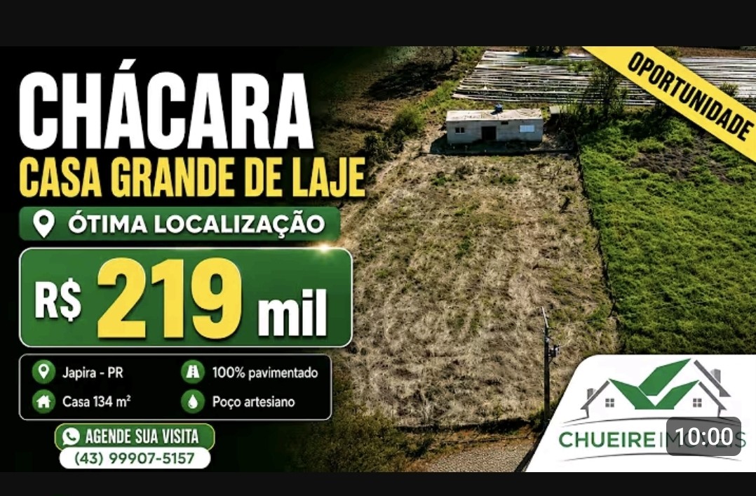 Capa do imóvel Chácara na Vila Rural de Japira – PR
